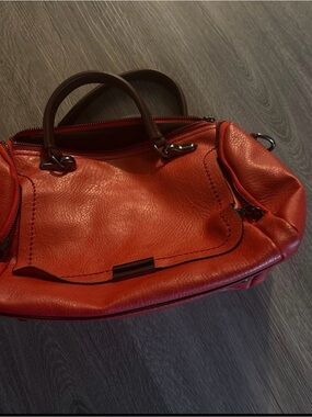 Stylish Red Leather Satchel Handbag
